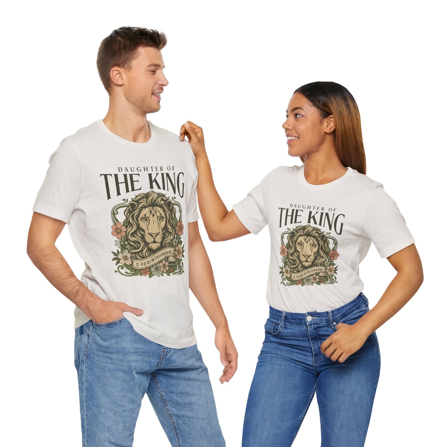 Daughter of the King Tee - Unisex Short Sleeve Christian Shirt with Lion Design