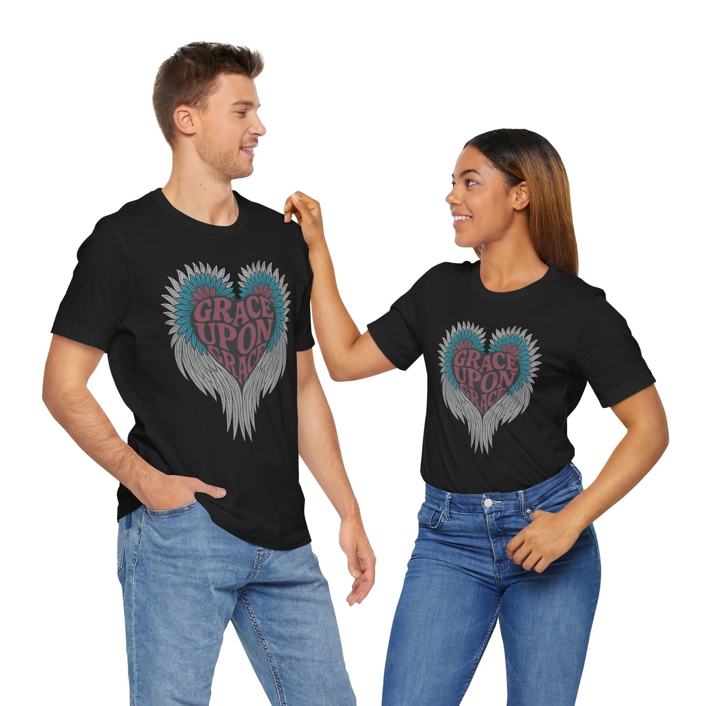 Grace Upon Grace Unisex T-Shirt - Winged Heart Design for Inspirational Style