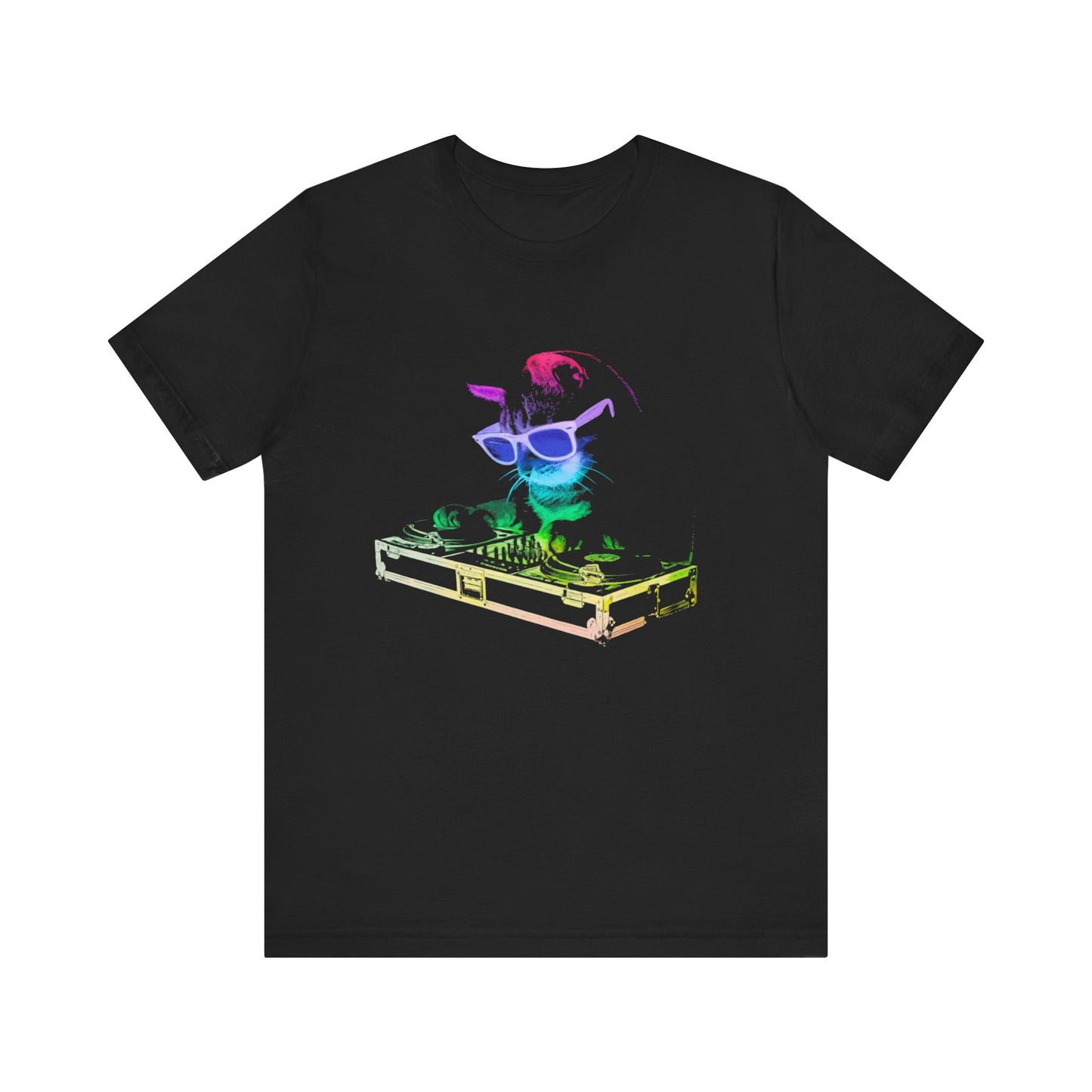 Vibrant Cat DJ Graphic T-Shirt