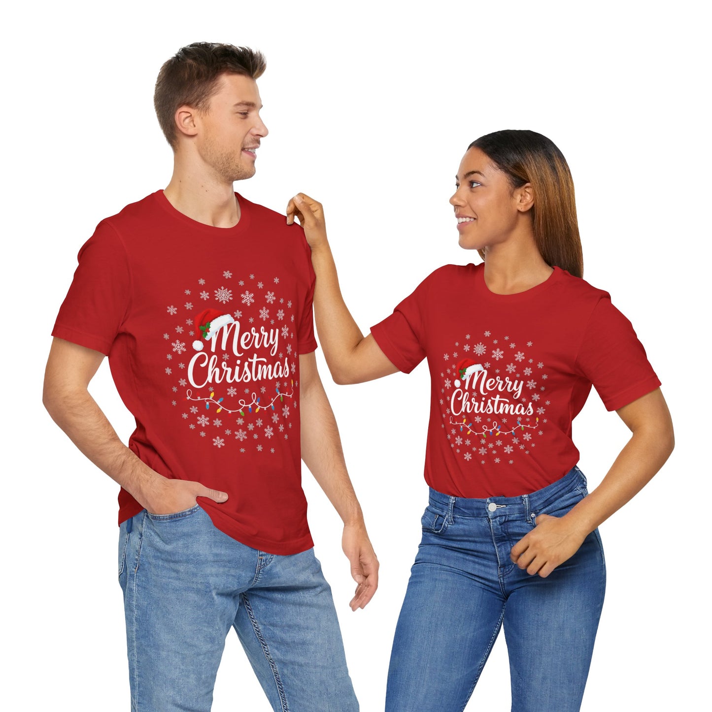 Merry Christmas Snowflake & Santa Hat T-Shirt