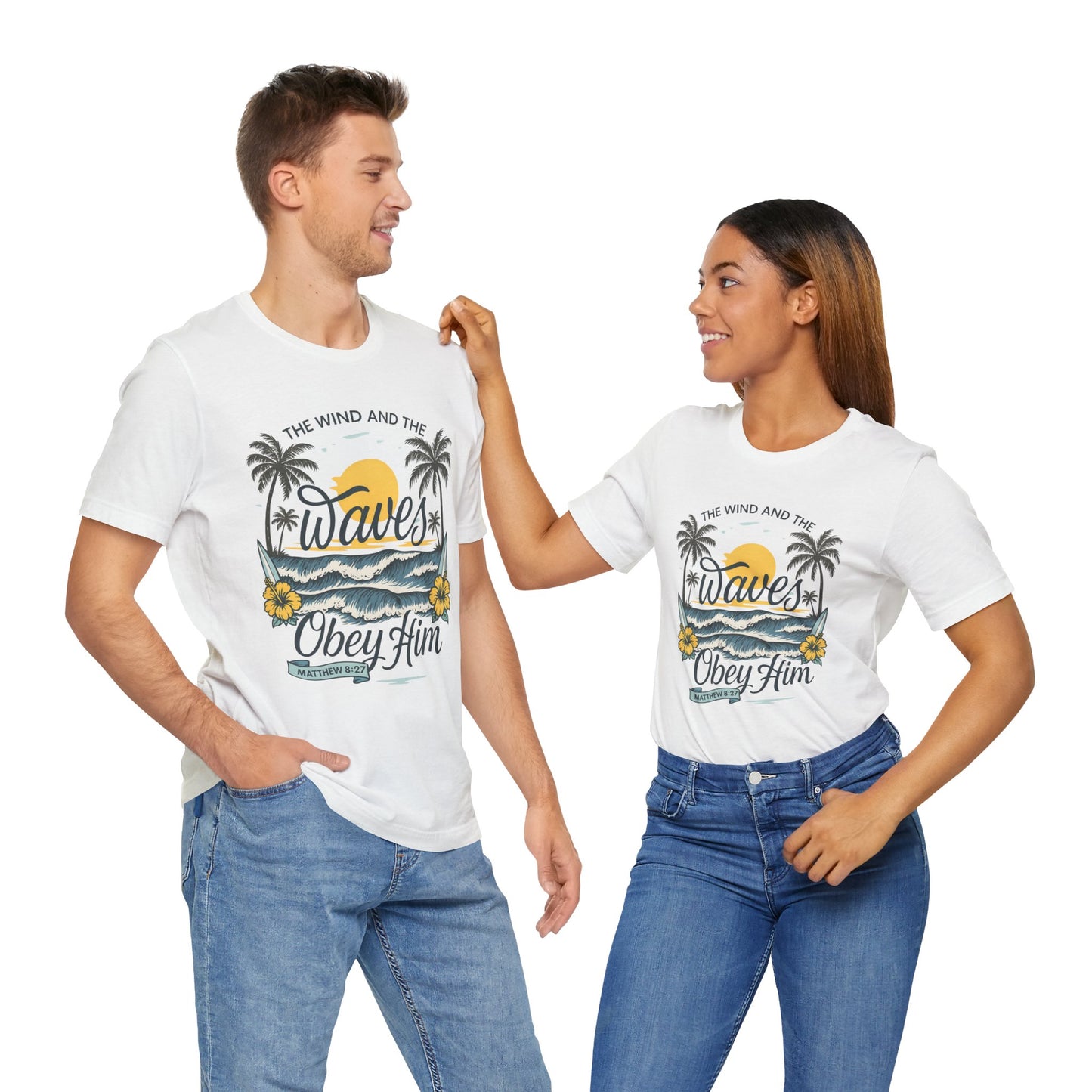 Beach Vibes Faith Tee - 'The Wind and the Waves Obey Him'