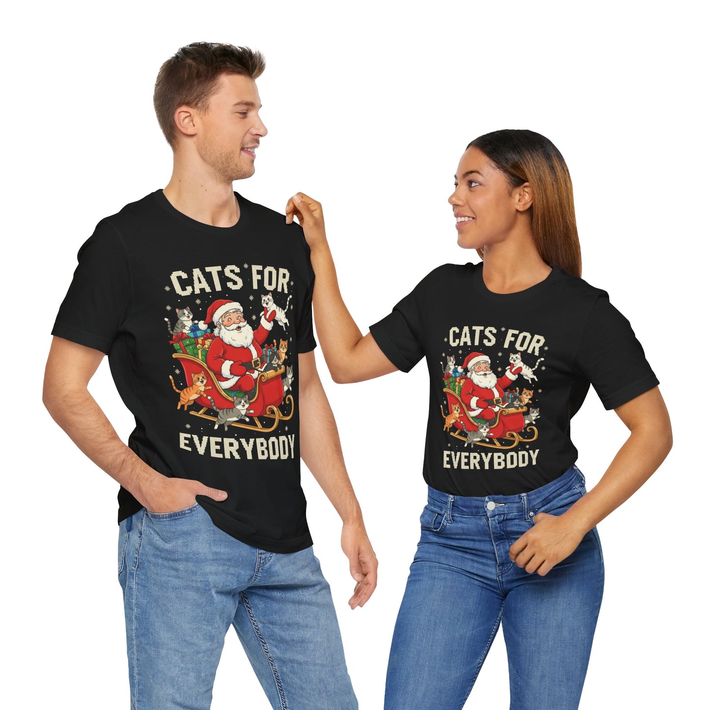 Cats For Everybody Christmas T-Shirt — Santa Sleigh Cat