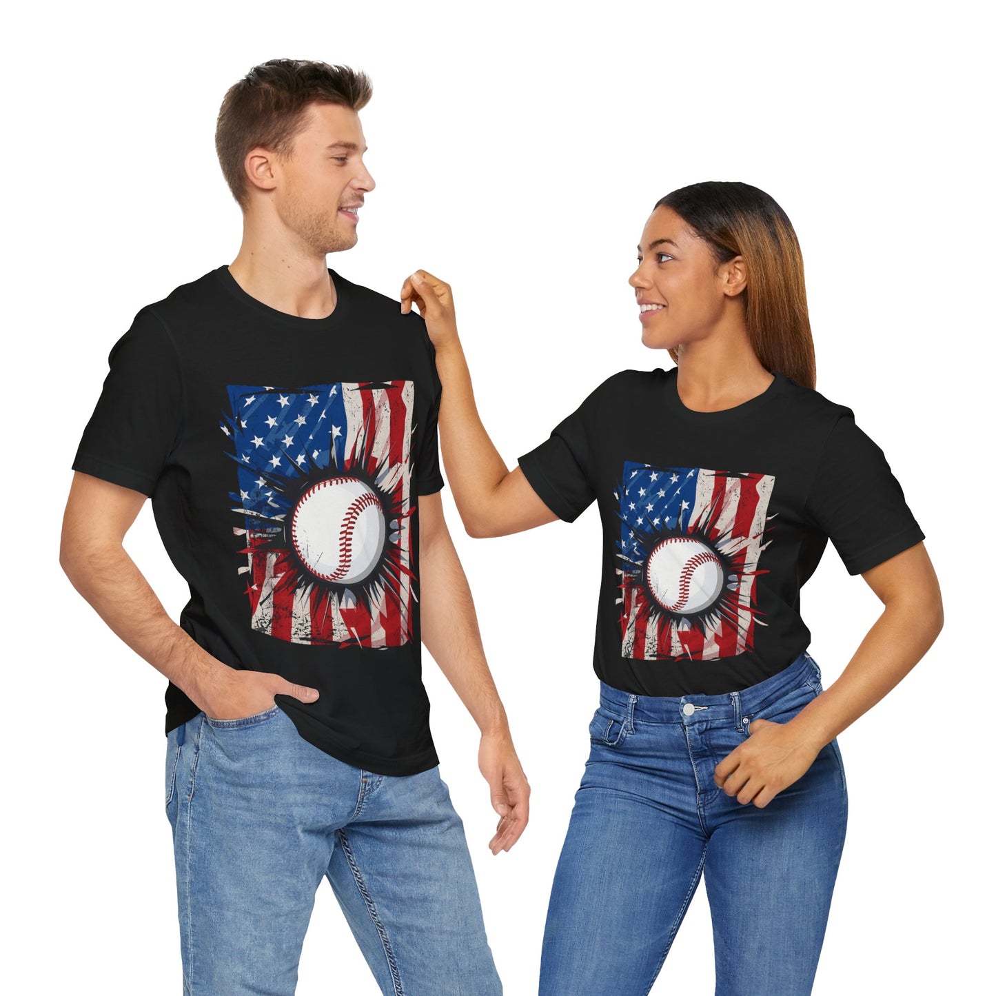 Baseball American Flag 4th Of July T-Shirt
