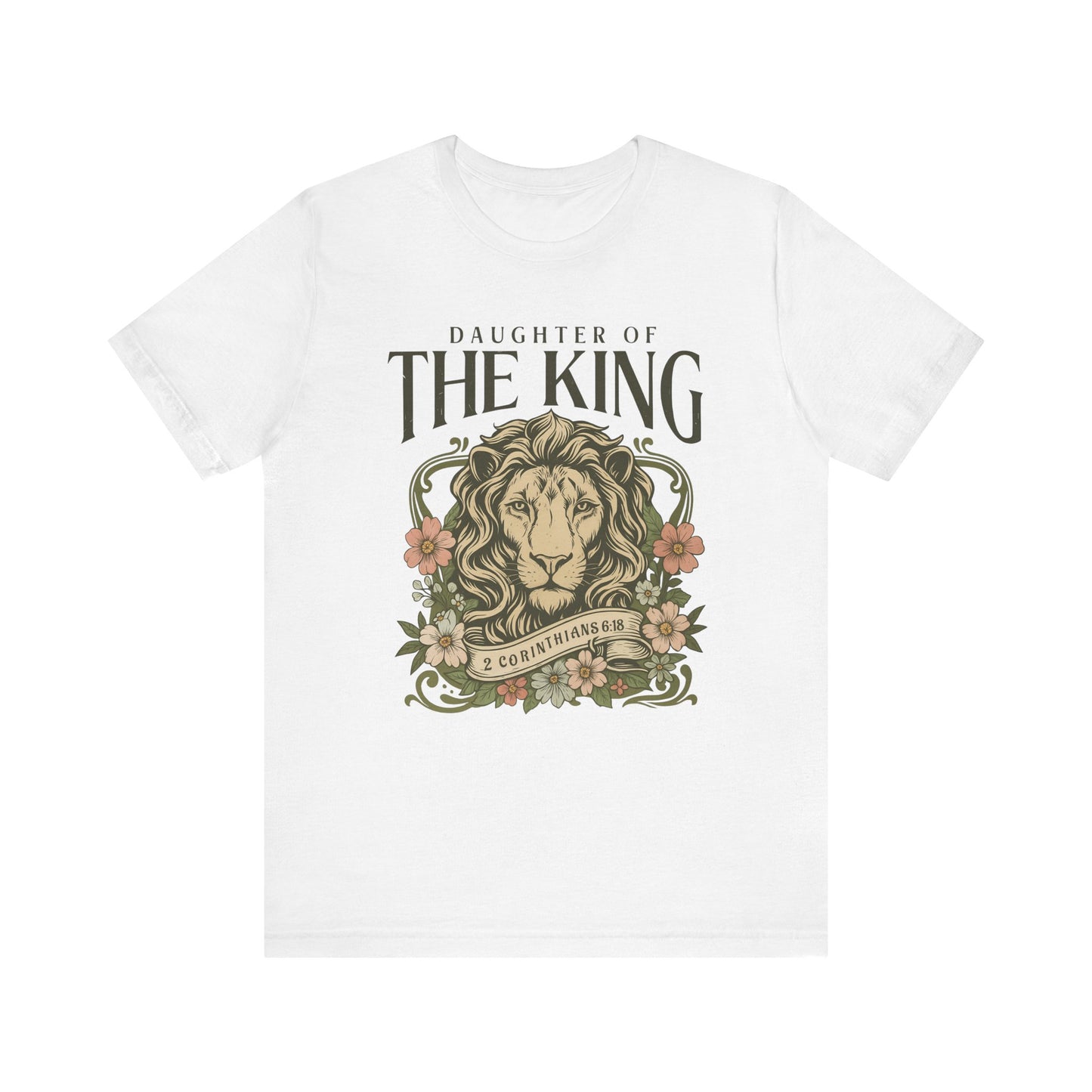 Daughter of the King Tee - Unisex Short Sleeve Christian Shirt with Lion Design