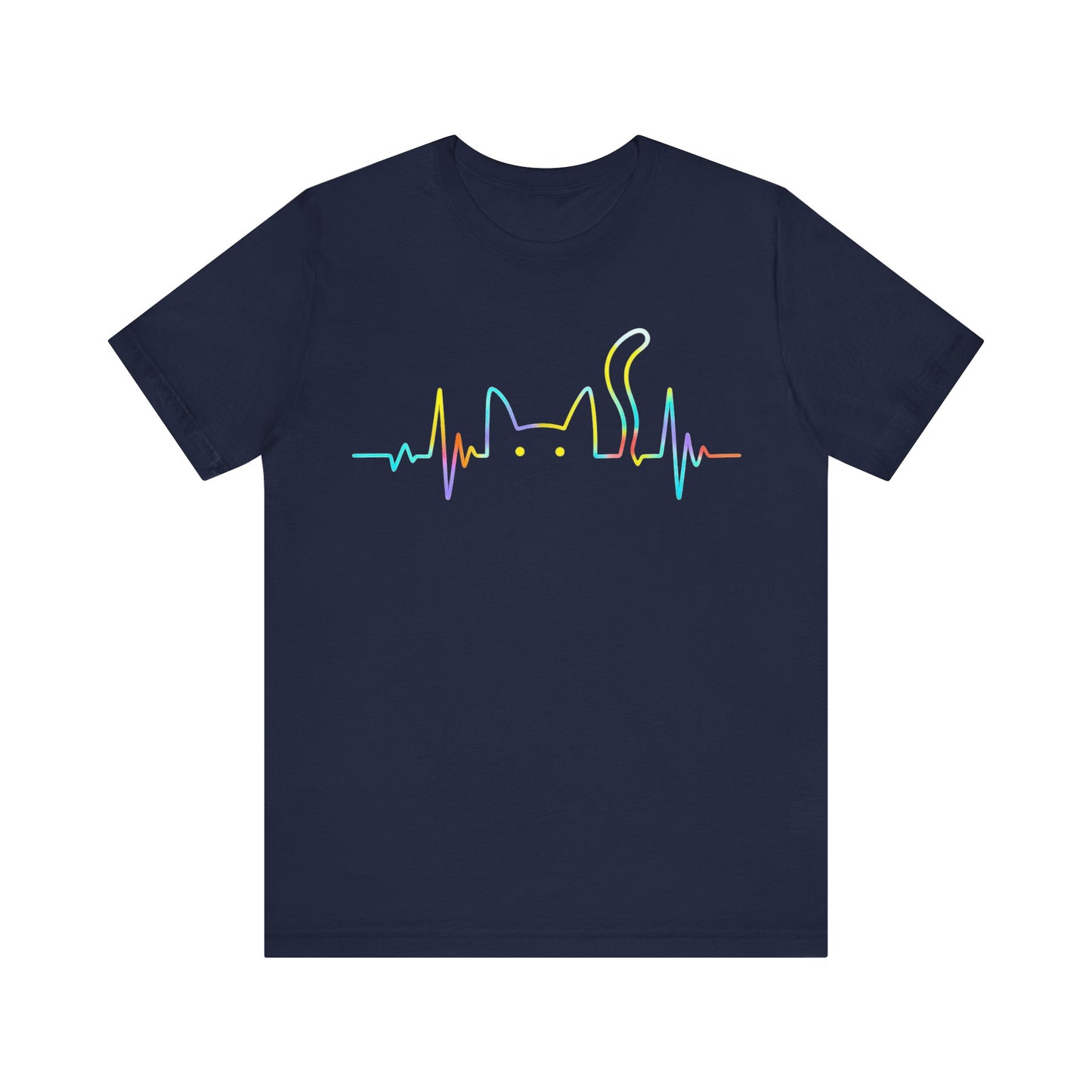 Colorful Cat Heartbeat Graphic T-Shirt