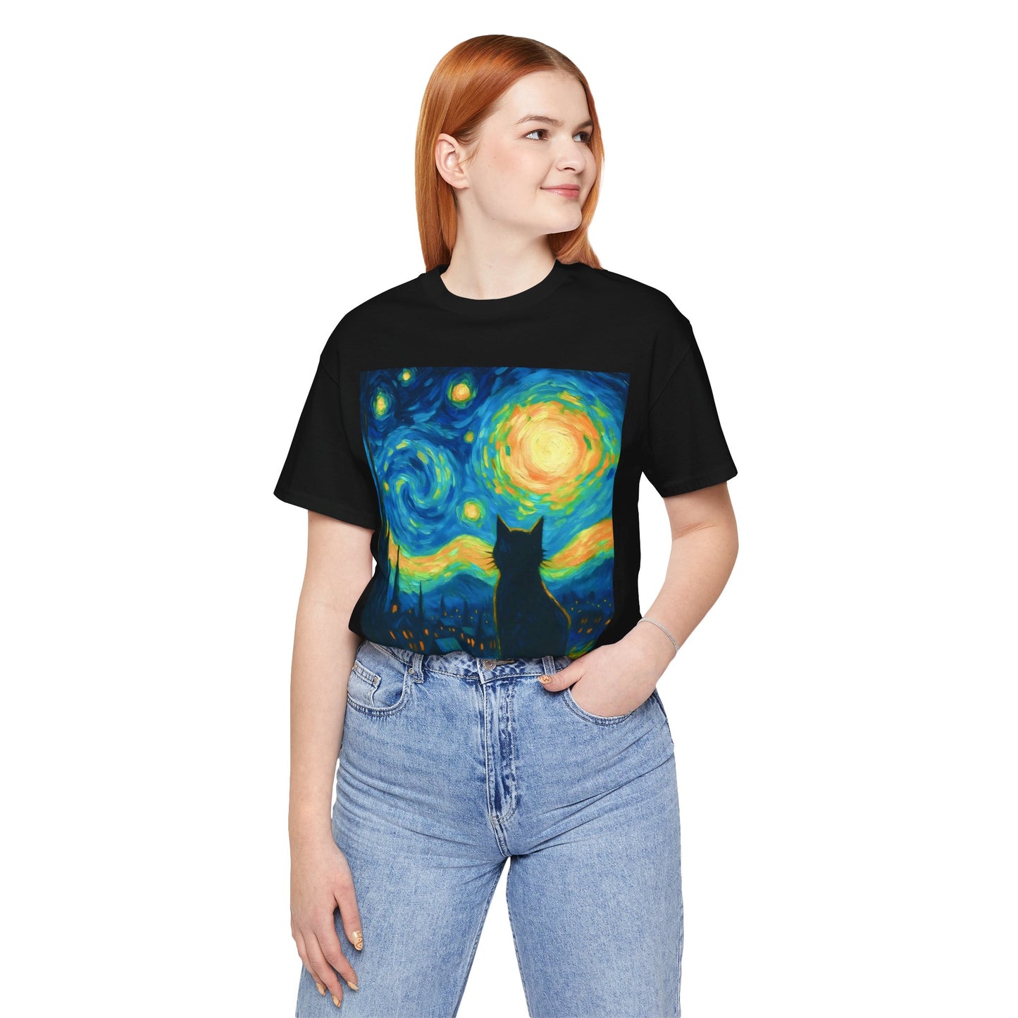Cat Starry Night Tee for Cat Lovers