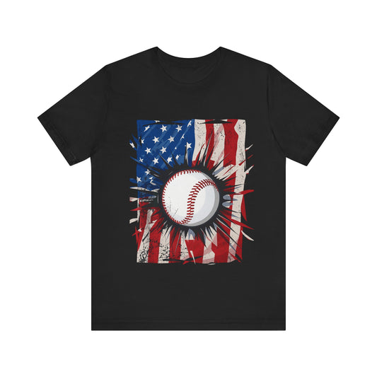 Baseball American Flag 4th Of July T-Shirt