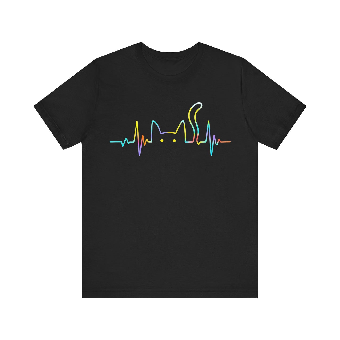 Colorful Cat Heartbeat Graphic T-Shirt