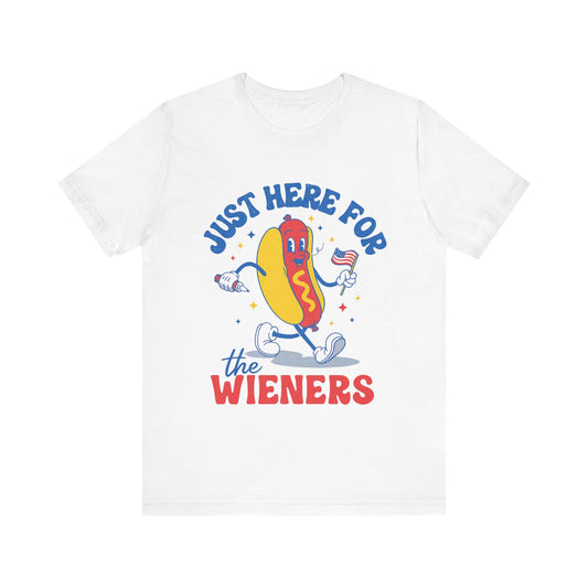 Funny Hot Dog  - Just Here for the Wieners 4th Of July T-Shirt