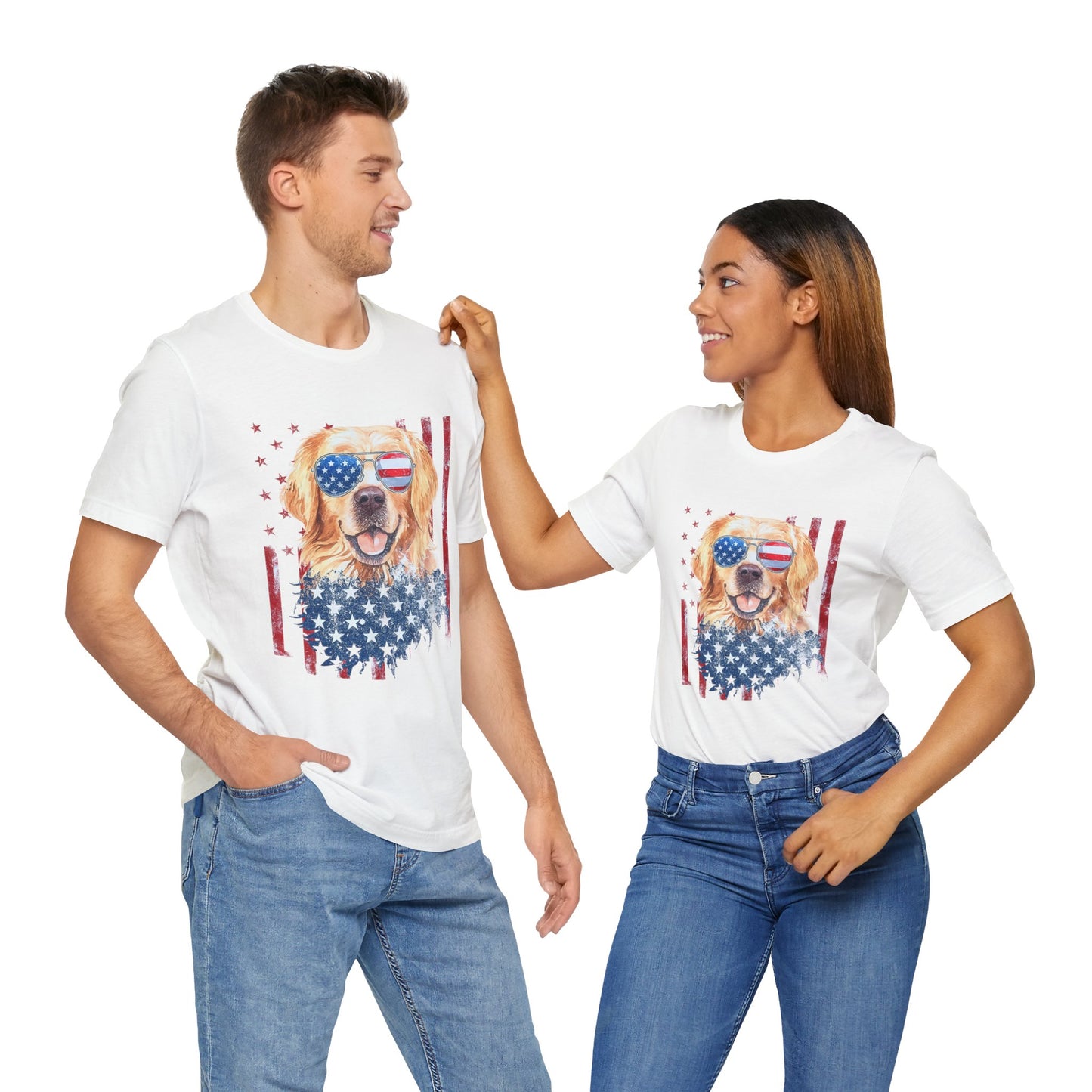 Patriotic Dog Graphic USA Independence Day 4th Of July T-Shirt