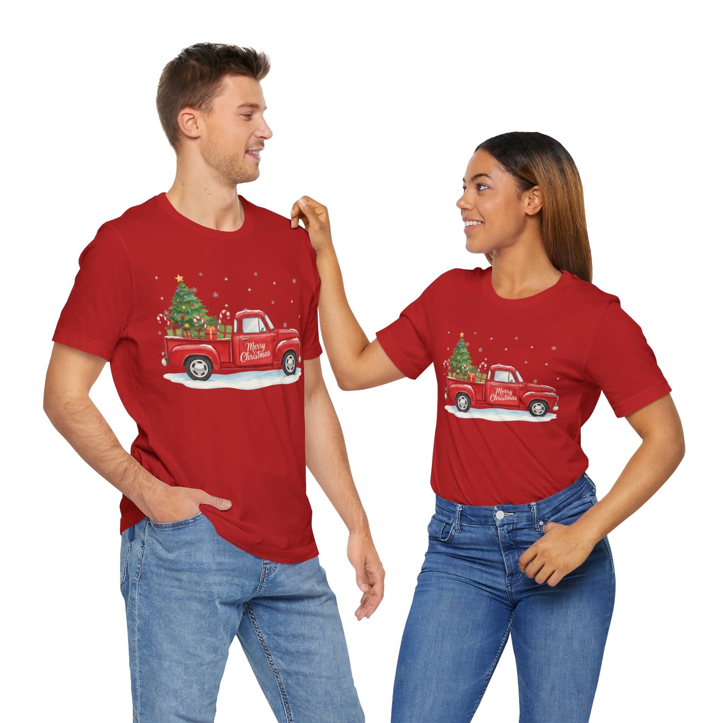 Christmas Pickup Truck T-Shirt - 'Merry Christmas' Holiday Tee with Tree & Gifts