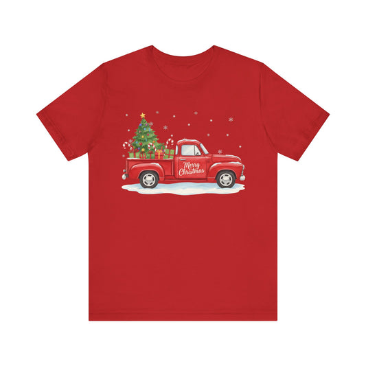 Christmas Pickup Truck T-Shirt - 'Merry Christmas' Holiday Tee with Tree & Gifts