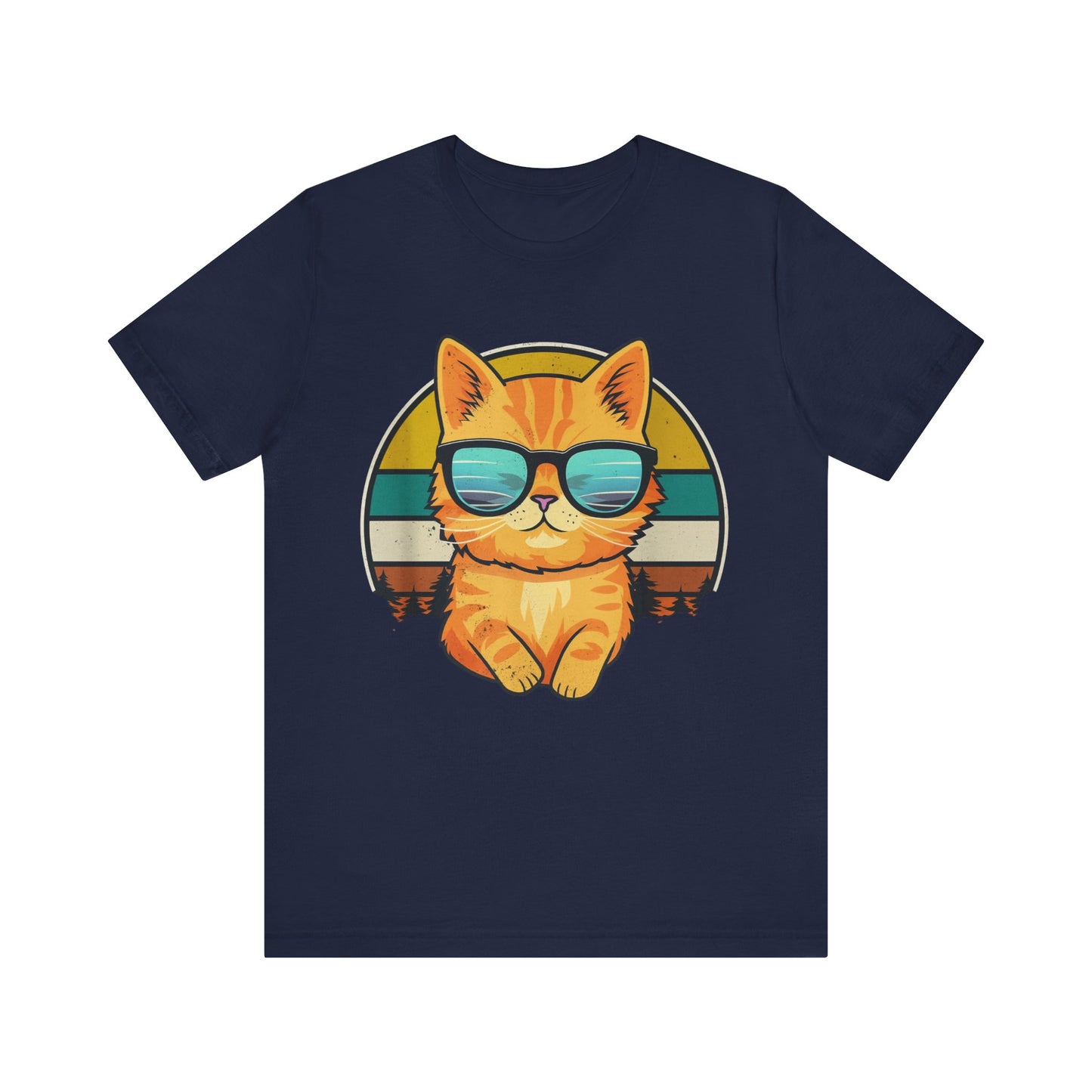 Retro Cat Sunglasses Casual T-Shirt
