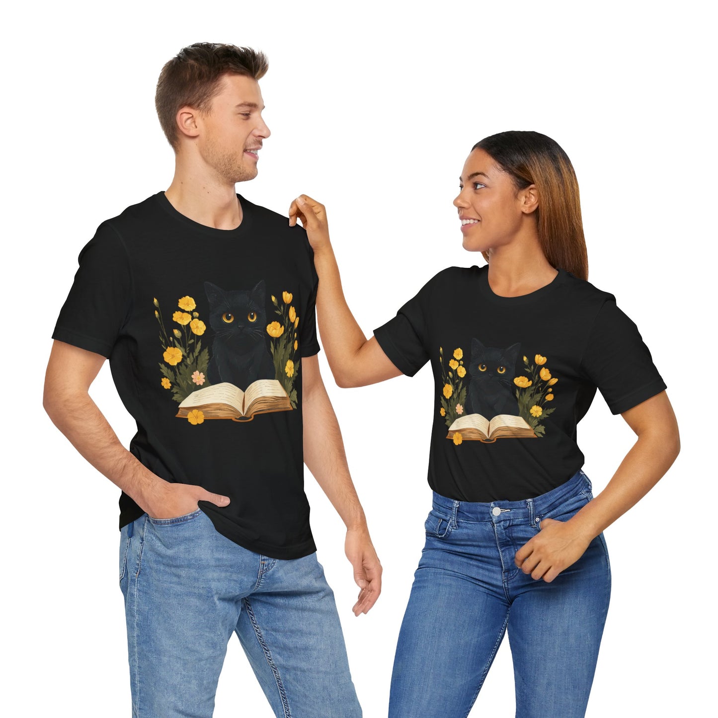 Black Cat & Book T-Shirt
