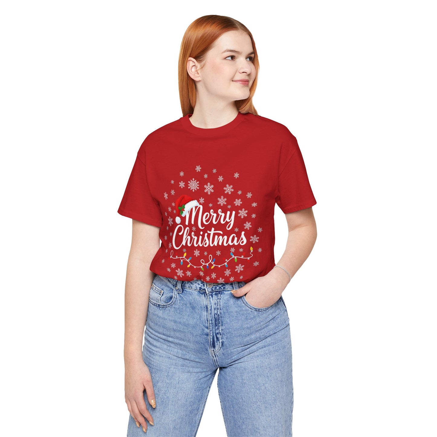 Merry Christmas Snowflake & Santa Hat T-Shirt