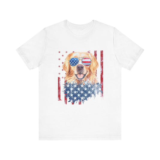 Patriotic Dog Graphic USA Independence Day 4th Of July T-Shirt