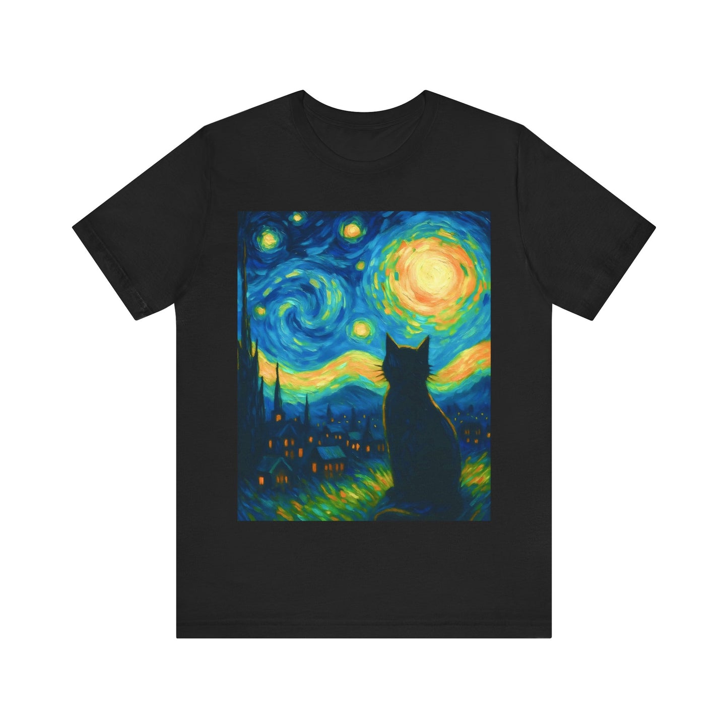 Cat Starry Night Tee for Cat Lovers