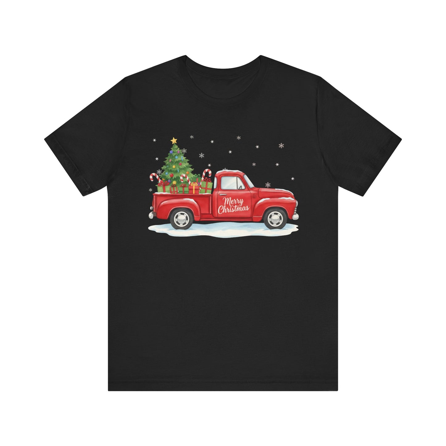 Christmas Pickup Truck T-Shirt - 'Merry Christmas' Holiday Tee with Tree & Gifts