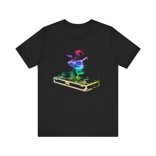 Vibrant Cat DJ Graphic T-Shirt