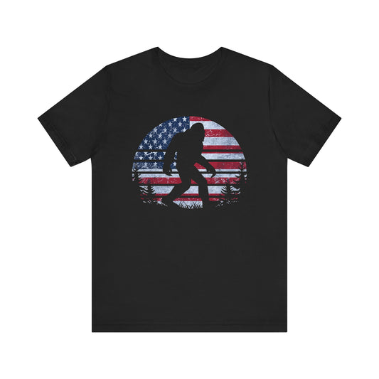 Bigfoot American Flag 4th Of July T-Shirt