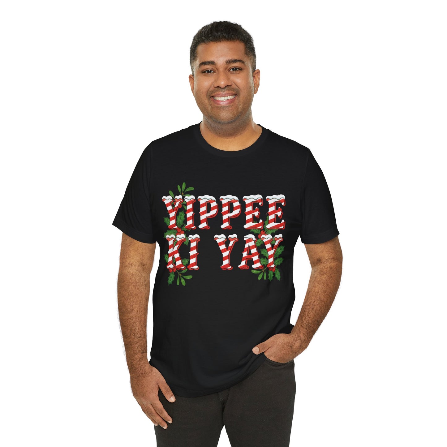 Yippee Ki Yay Candy Cane Christmas T‑Shirt