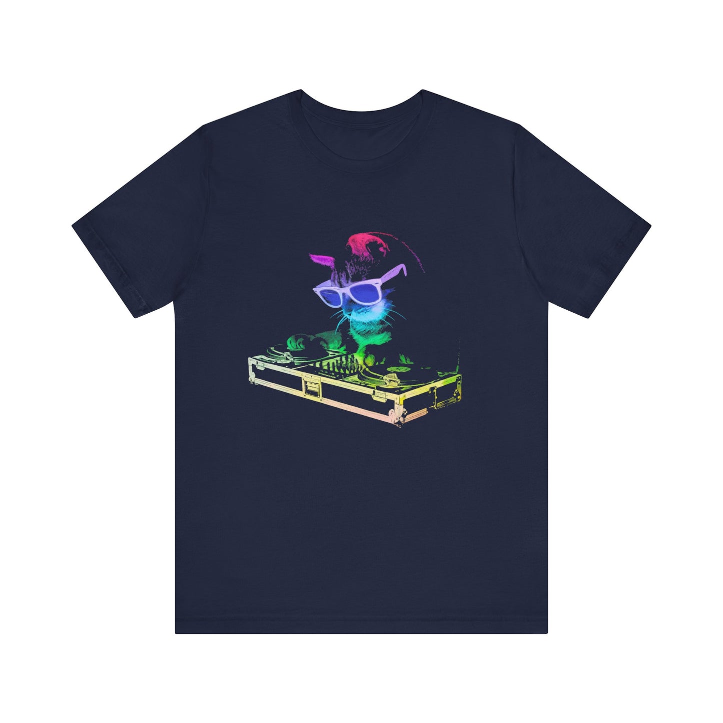 Vibrant Cat DJ Graphic T-Shirt