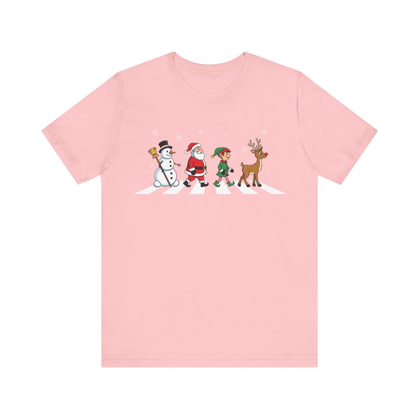 Christmas Crossing Tee — Santa, Elf, Snowman & Reindeer Holiday T-Shirt