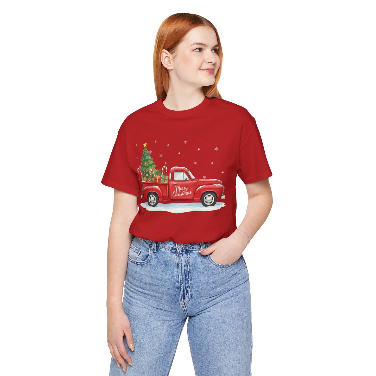 Christmas Pickup Truck T-Shirt - 'Merry Christmas' Holiday Tee with Tree & Gifts