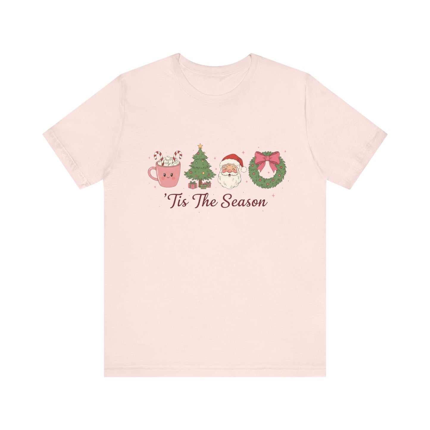 Tis The Season  — Cute Santa, Wreath & Hot Cocoa Christmas T‑Shirt