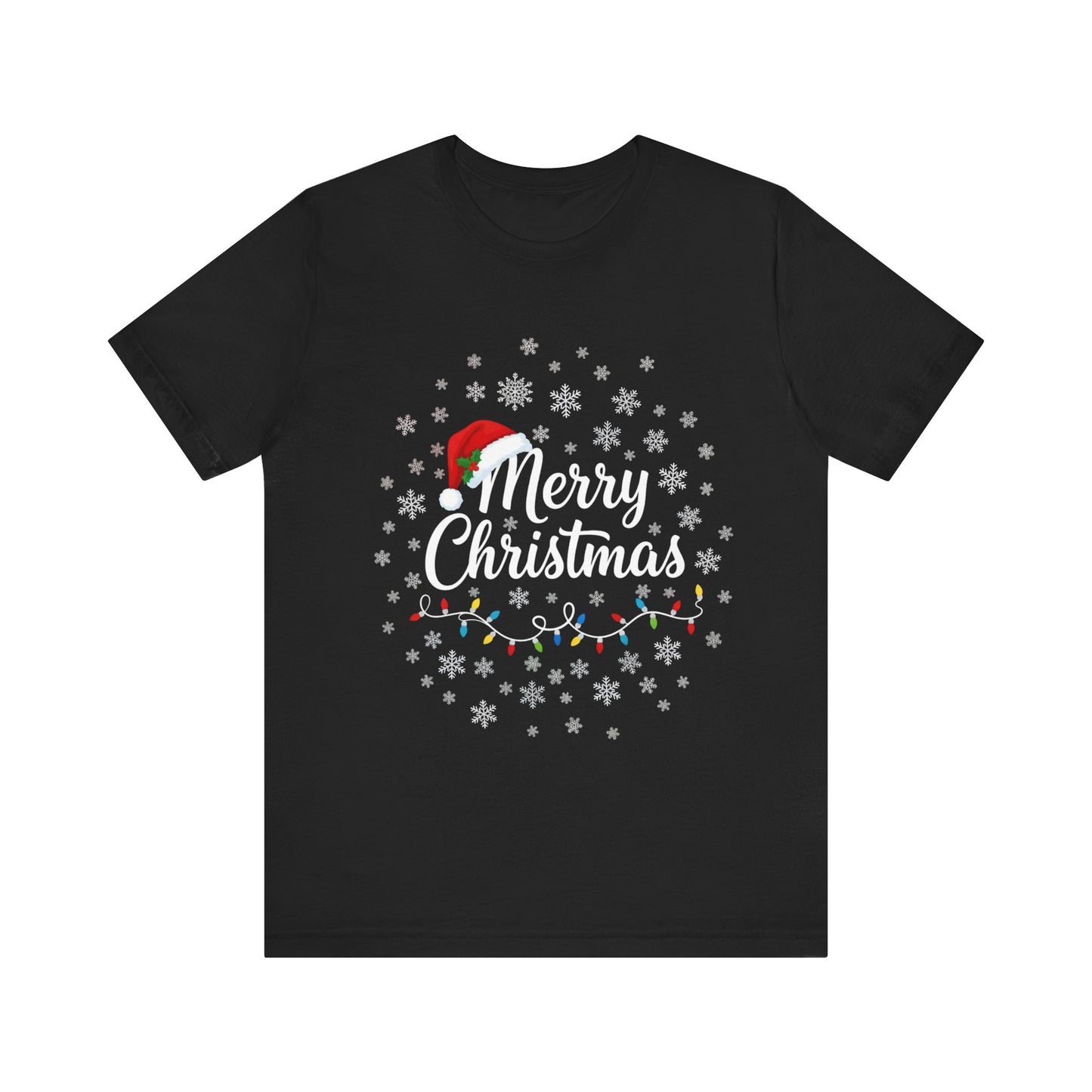 Merry Christmas Snowflake & Santa Hat T-Shirt
