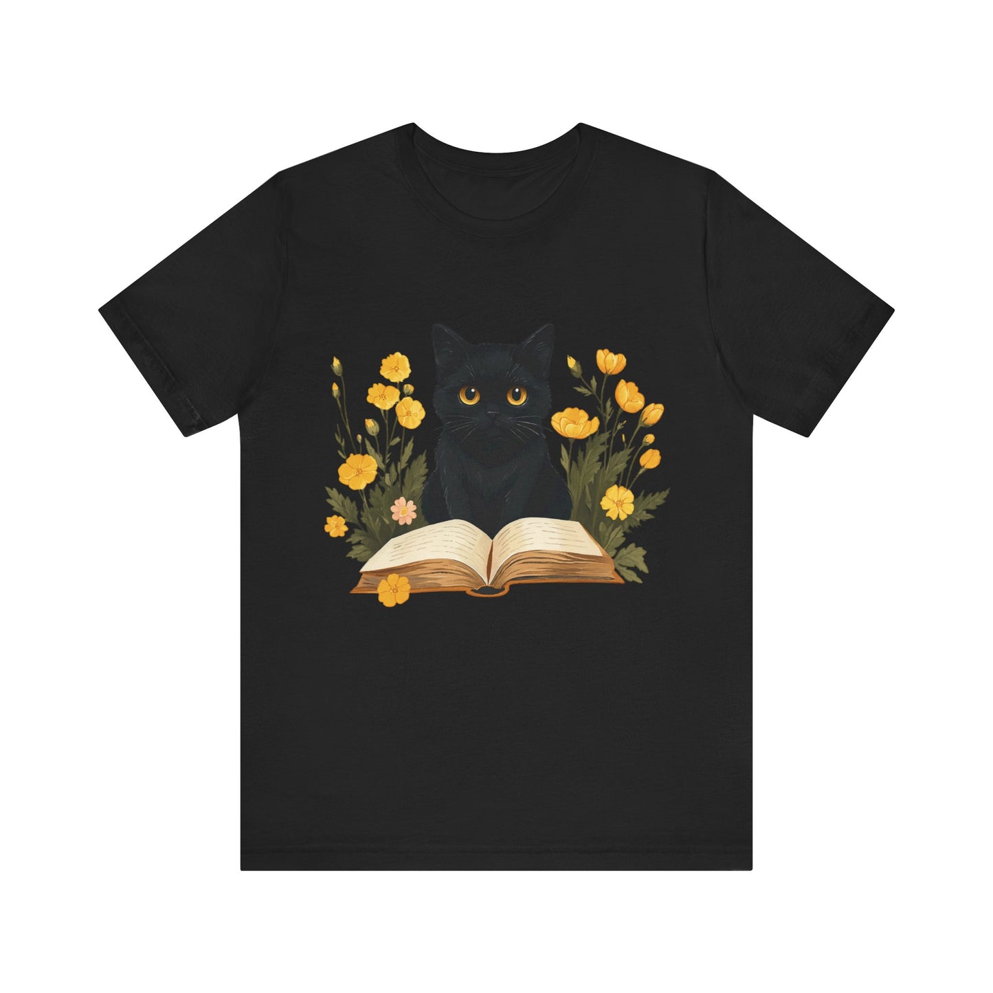Black Cat & Book T-Shirt