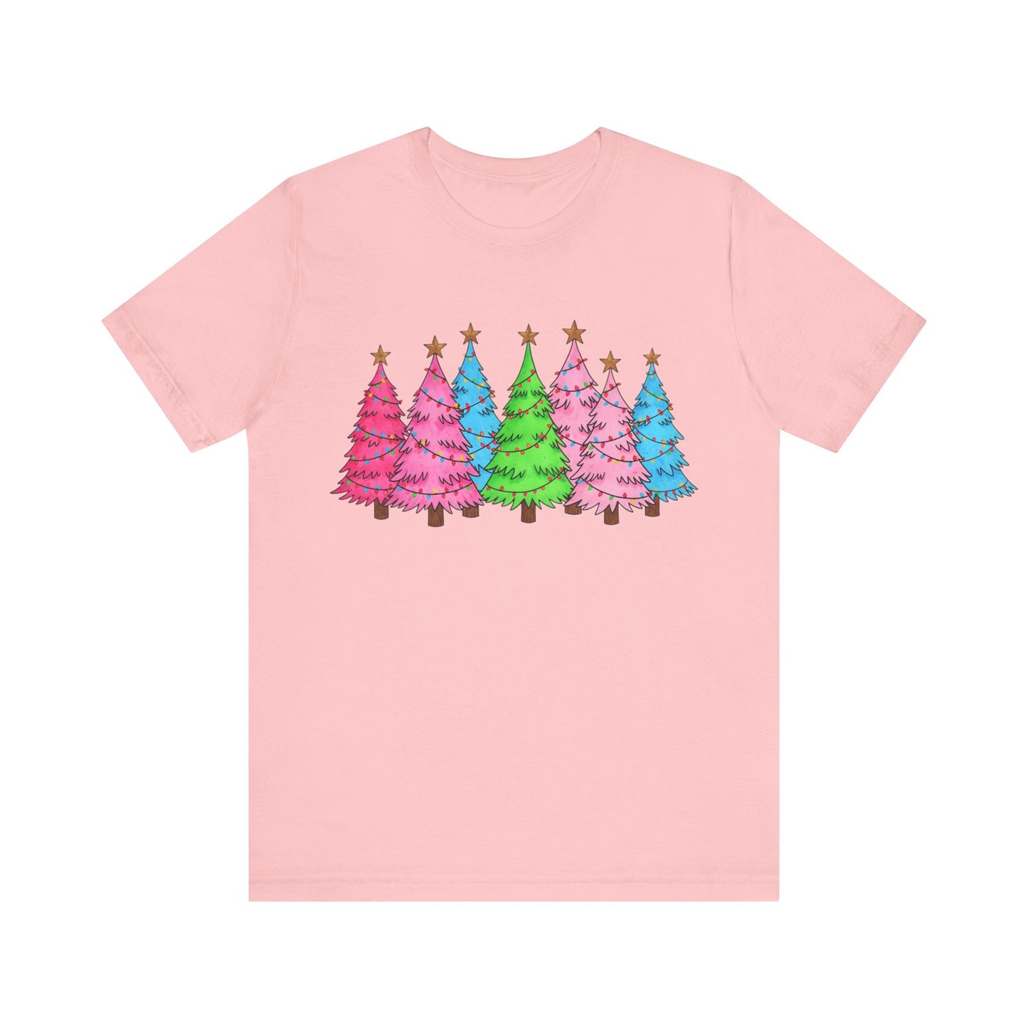Pastel Christmas Trees Tee — Colorful Holiday Tree Graphic T-Shirt