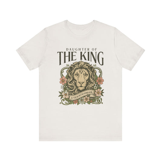 Daughter of the King Tee - Unisex Short Sleeve Christian Shirt with Lion Design