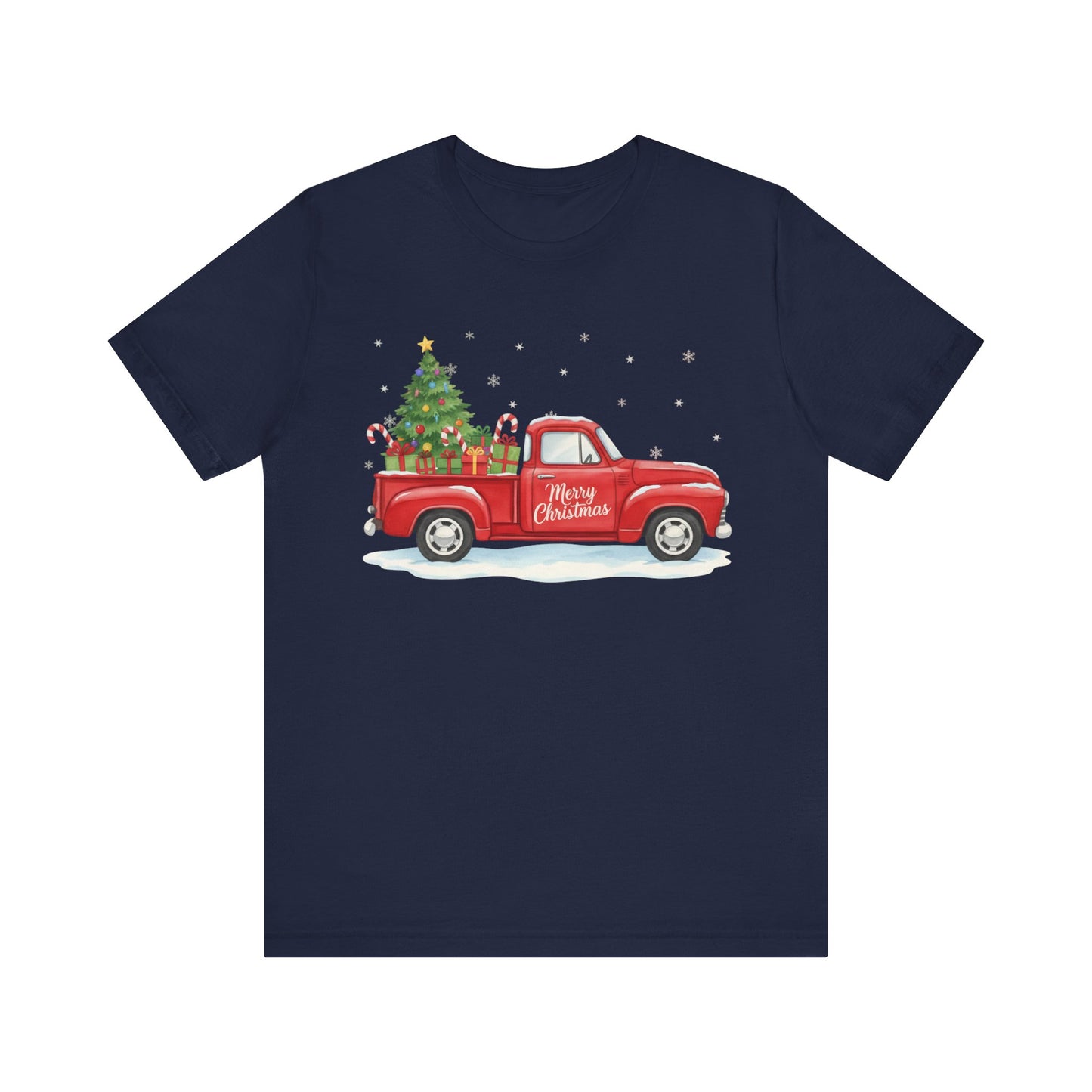 Christmas Pickup Truck T-Shirt - 'Merry Christmas' Holiday Tee with Tree & Gifts