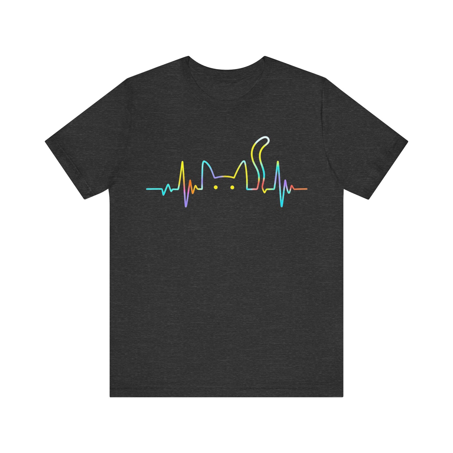 Colorful Cat Heartbeat Graphic T-Shirt