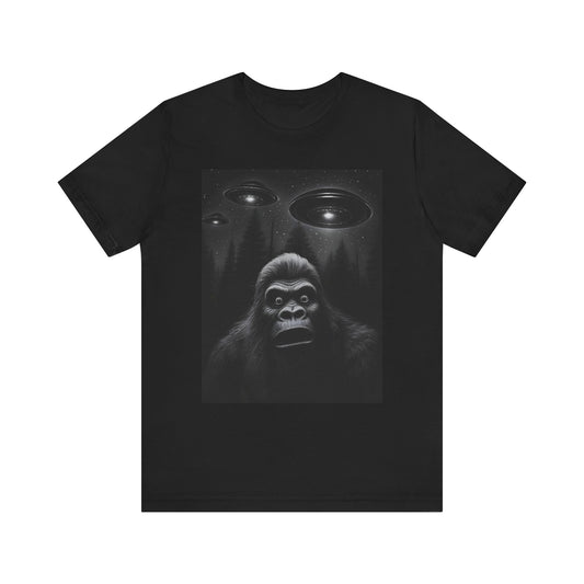 Funny Graphic Tee For Men Women Bigfoot Sasquatch Alien UFO