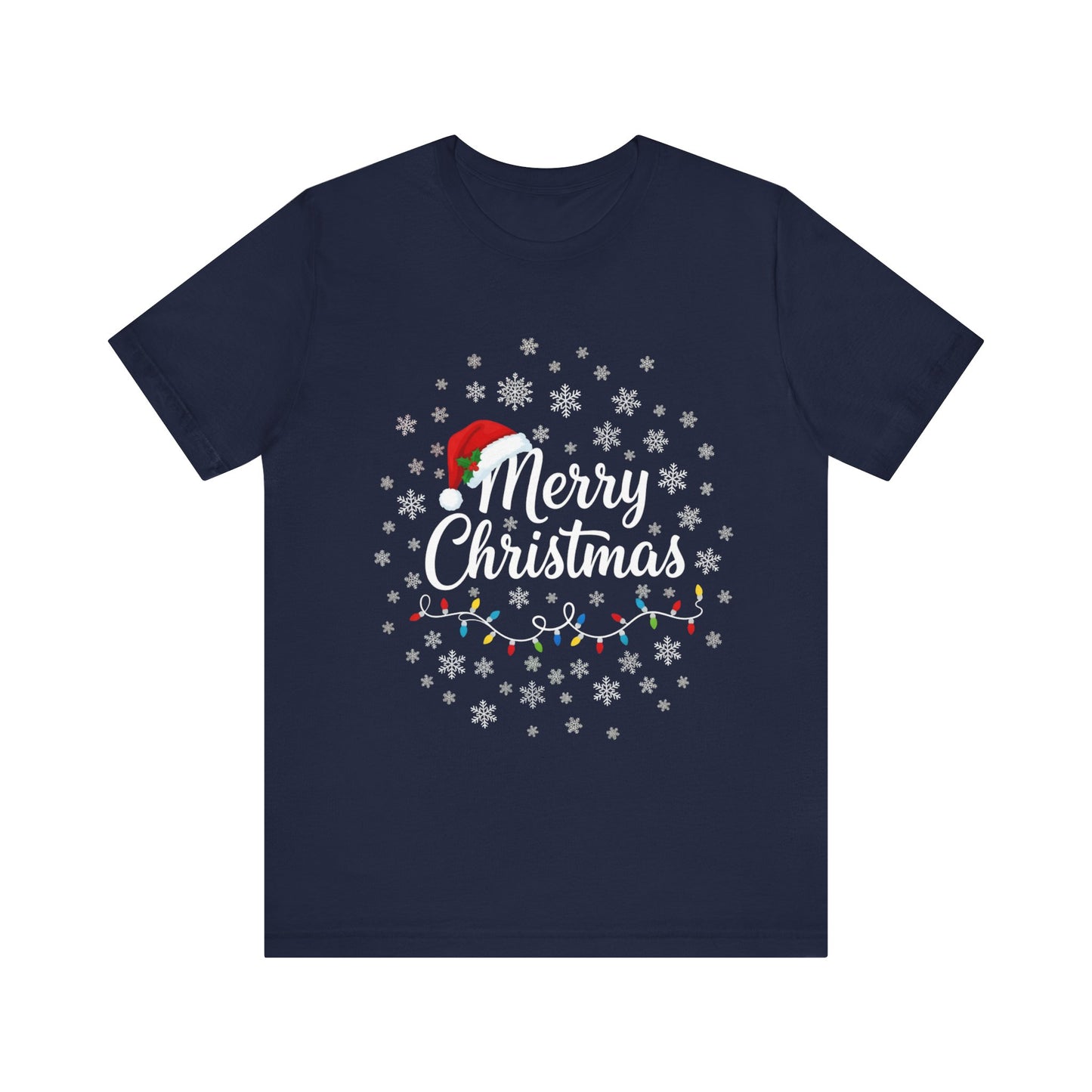 Merry Christmas Snowflake & Santa Hat T-Shirt