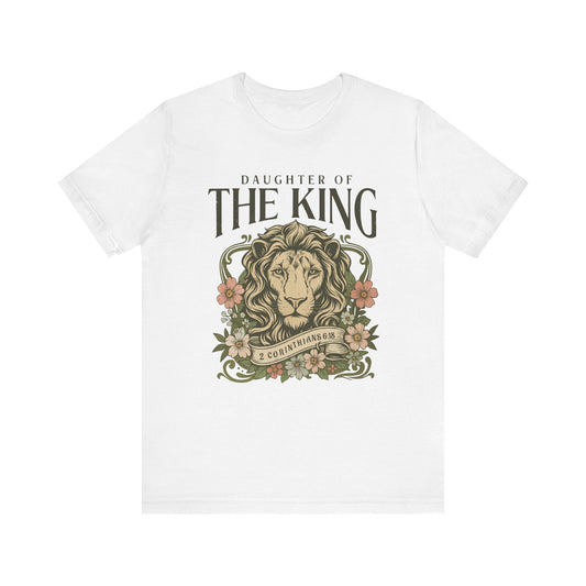 Daughter of the King Tee - Unisex Short Sleeve Christian Shirt with Lion Design