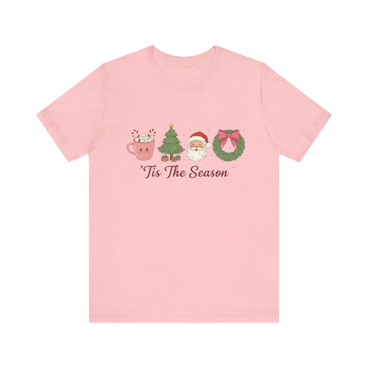 Tis The Season  — Cute Santa, Wreath & Hot Cocoa Christmas T‑Shirt