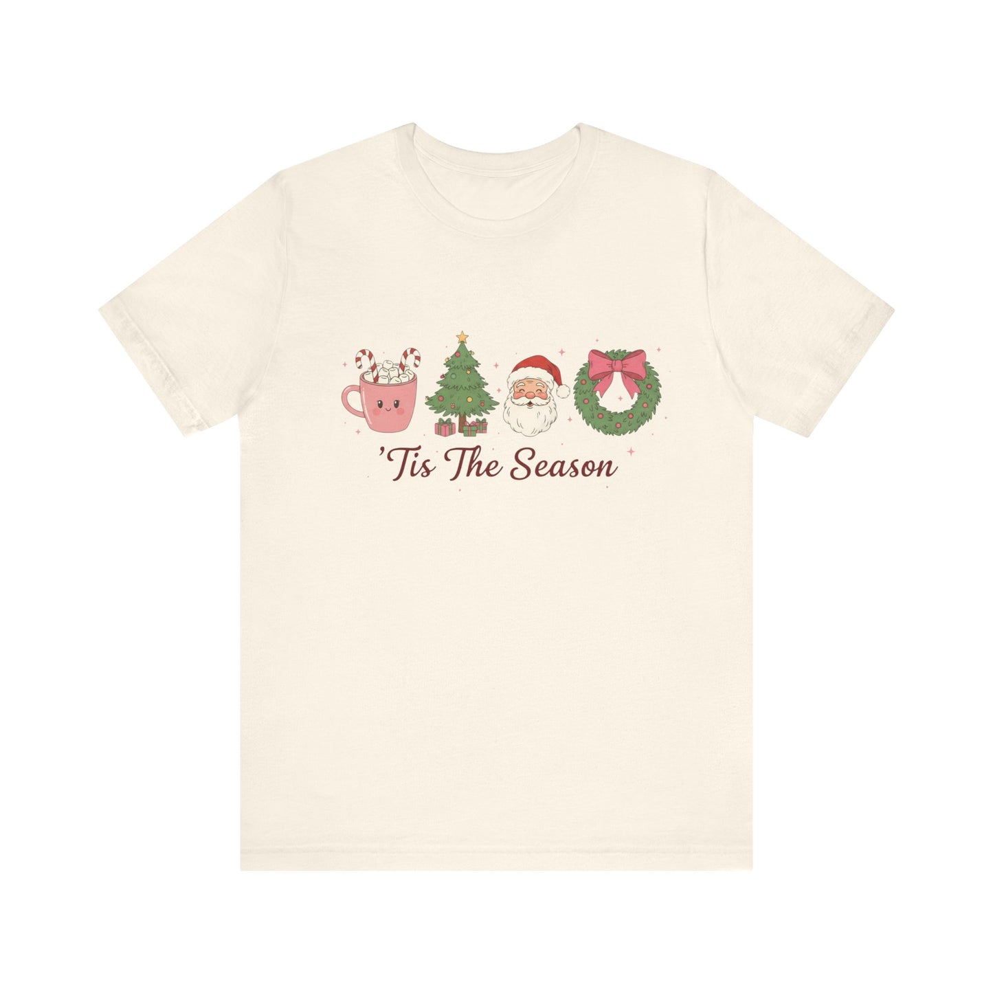 Tis The Season  — Cute Santa, Wreath & Hot Cocoa Christmas T‑Shirt