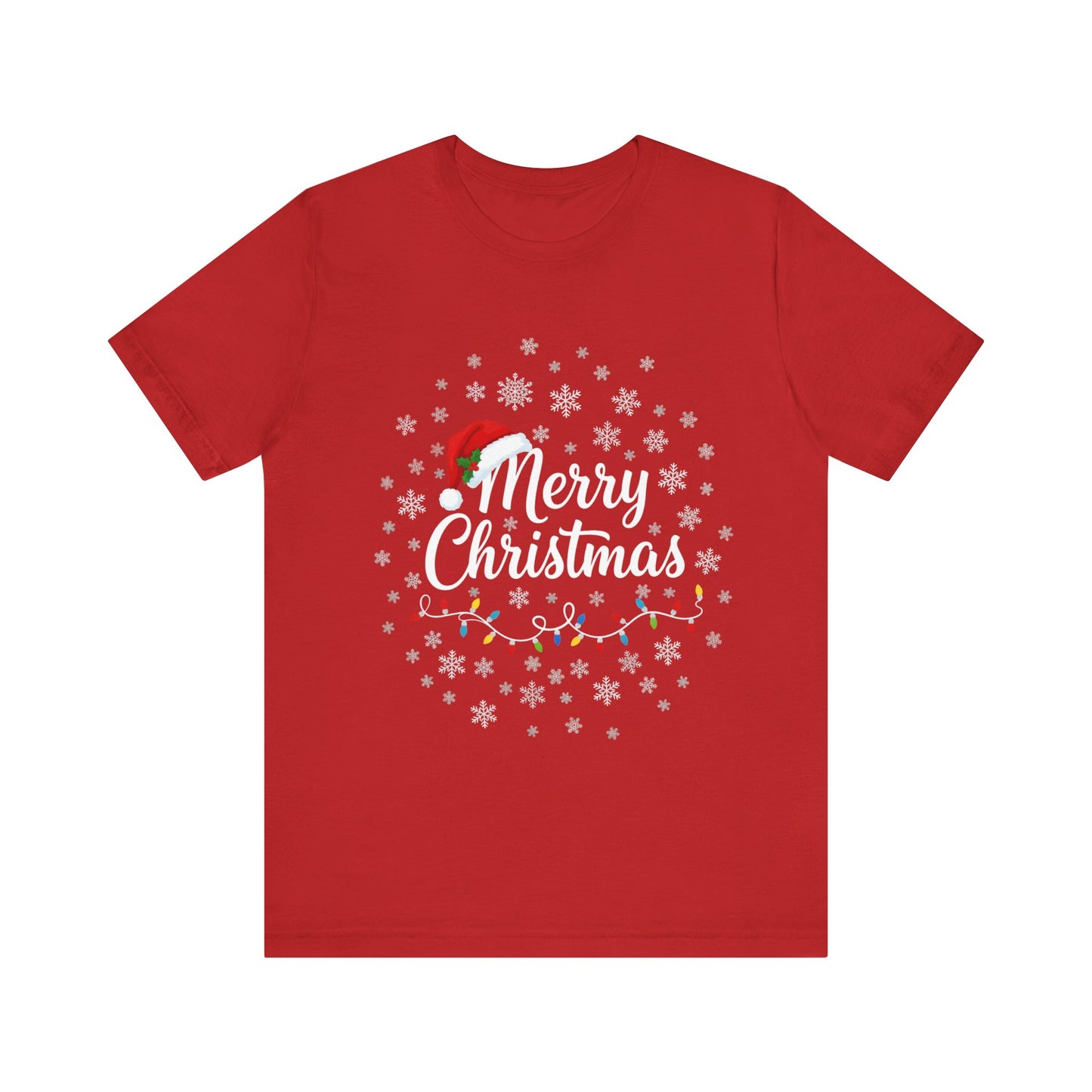 Merry Christmas Snowflake & Santa Hat T-Shirt
