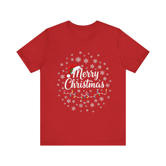 Merry Christmas Snowflake & Santa Hat T-Shirt