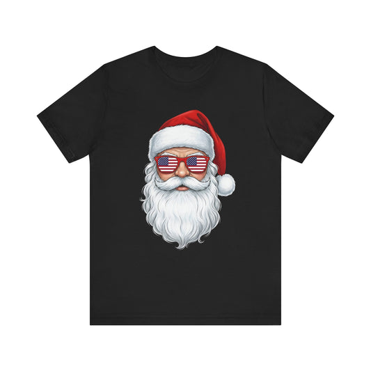 Patriotic Santa- American Flag Sunglasses Christmas T-Shirt